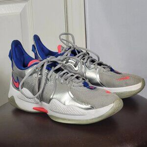 Nike PG 5 Paul George Clippers Metallic Silver CW3143-005 Mens 9 Blue Sneaker
